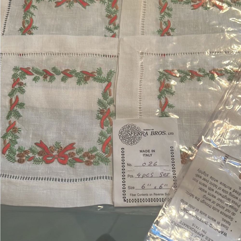 New sferra bros cocktail napkins 200%linen made in Italy